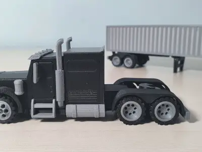 RC Semi Truck with Trailer 1-87 Scale 3D print model