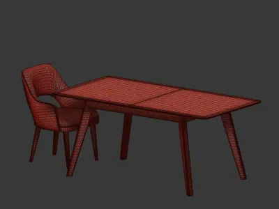 Dining Set table and chairs 3D model purchase