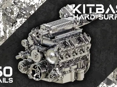 Hard Surface Sci-Fi Kitbash Bundle Mechanical Parts Low-poly 3D model