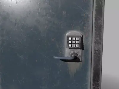 Animated Industrial Door With Keypad Low-poly 3D model