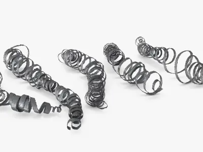 Spiral Metal Shavings from Lathe Processing Silver 3D model