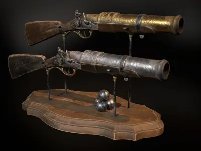 Flintlock Hand-Cannon - two skins Low-poly 3D model