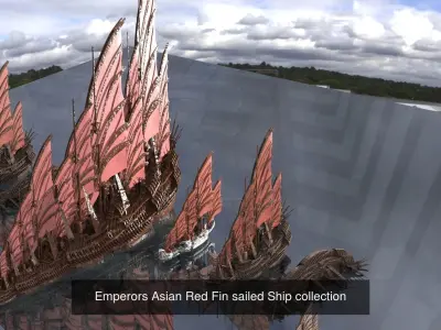 Asian Themed Historical Fantasy Ships 3D Model Pack