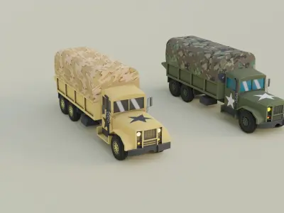 Military Truck Set Low-poly 3D model