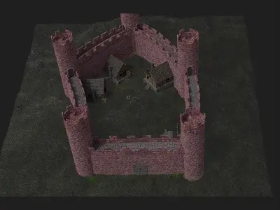 Red Castle  Low-poly 3D model