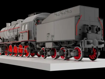 Steam Locomotive Train 3D model
