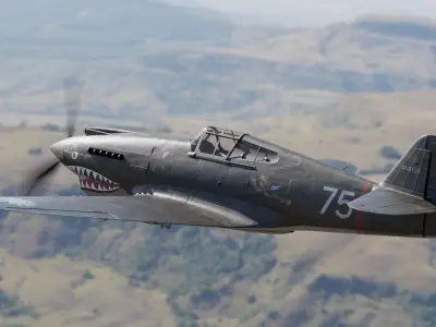 Rigged P-40 USA Fighter WW2 PBR 3D model