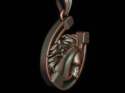 Horse with horseshoe pendant 3D print model