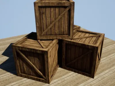 Wooden Crate Game Ready Free low-poly 3D model
