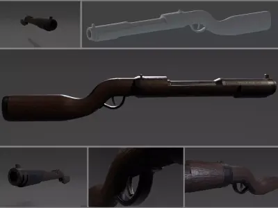 Stylized handcannon Low-poly 3D model