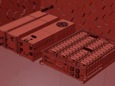 Automotive lithium battery pack - energy storage module 3D model