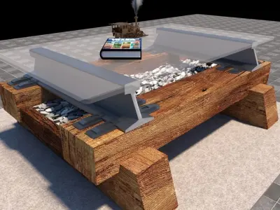 table 3D model railway track theme Low-poly 3D model