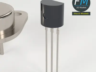 Transistors electronic component and circuit board Low-poly 3D model