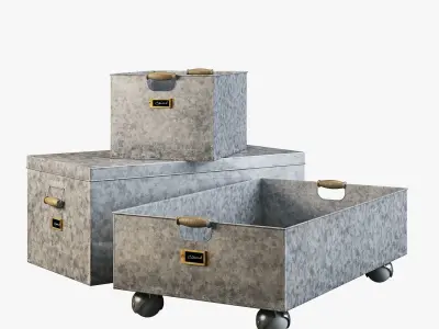 pottery barn galvanized storage baskets 3D model