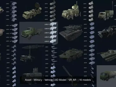 Asset - Military - Vehicle - 3D Model - VR AR  3D Model Pack