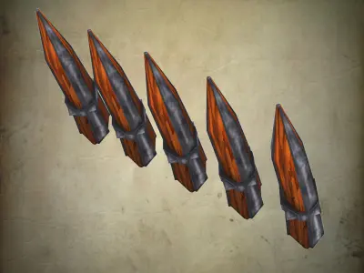 Spike Low Poly wooden sword with metal handle Low-poly 3D model