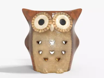 Antique Owl Candle Holder Low-poly 3D model