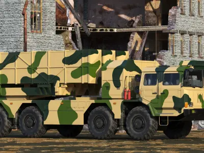 Chinese MLRS WS-2D Sand Camouflage Rigged for Maya 3D model