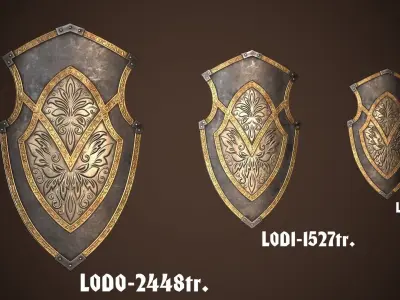Knight Shield 01 Low-poly 3D model