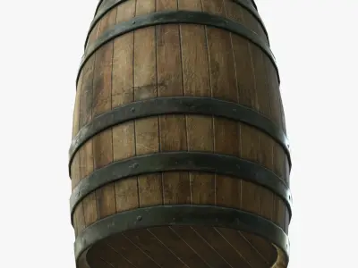 Wooden Barrel Game Ready PBR Textures Low Poly Low-poly 3D model