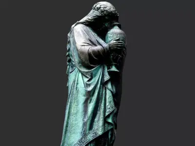 graveyard temple wall front part monument PBR photogrammetry Low-poly 3D model