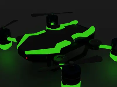 Neon Light Flying Drone Free 3D model