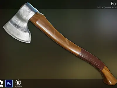Game-ready Forest Axe Low-poly 3D model