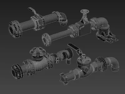 pipe pipes industrial low poly pipeline valve game  3D model