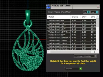 Beaded Stag Silhouette Teardrop Pendant 3D print model