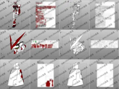 Gundam Astray Red Frame KAI Pepakura Foam Cosplay Template Low-poly 3D model