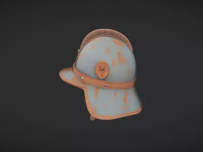 Vintage metal and leather military helmet 3D model