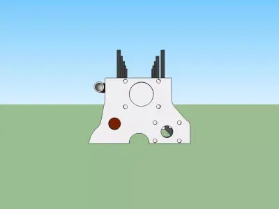engine block with four cylinders 3D model