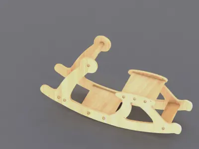 kiddy moon wooden Rocker  Low-poly 3D model