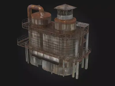 Rusty Industrial Complex Decay and Grit of a Forgotten Era 3D model