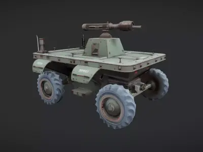 Military armored vehicle with mounted gun 3D model