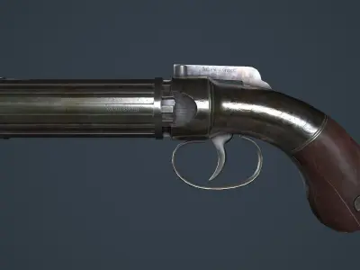 Allens and Turber Pepperbox Revolver Low-poly 3D model purchase