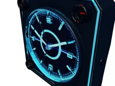 Futuristic Neon SciFi Wall Clock 3D model