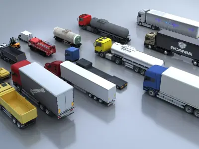 Truck - Transport Vehicle - Engineering Vehicle Pack 3D model