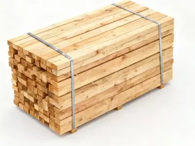 Stack of Raw Construction Lumber Planks 3D Model Low-poly 3D model