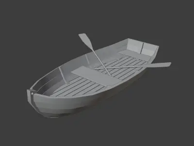 Wooden boat Low-poly 3D model