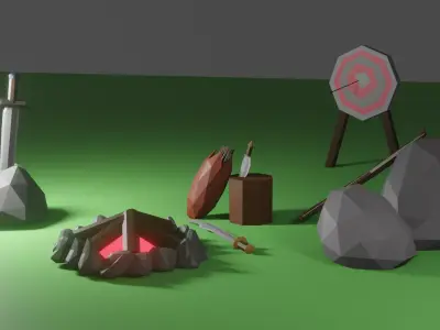 Medieval weapons Low-poly 3D model