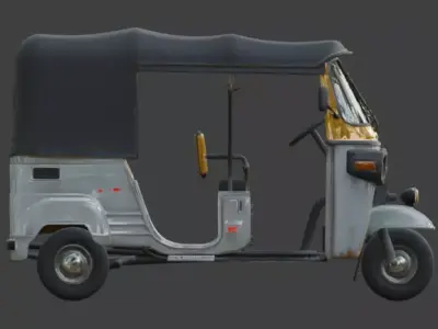 Realistic Three-Wheel Tuk Tuk Vehicle 3D Model Low-poly 3D model