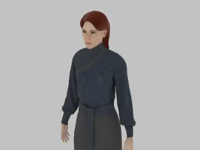 woman in asian clothes Low-poly 3D model purchase