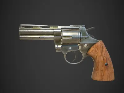 Pistol revolver Low-poly 3D model