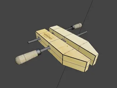 Wooden handscrew clamp Low-poly 3D model