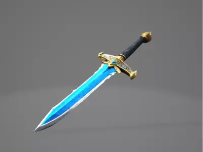 Low Poly Icy Sword Low-poly 3D model