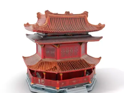 Classic Red Pagoda model pack Low-poly 3D model