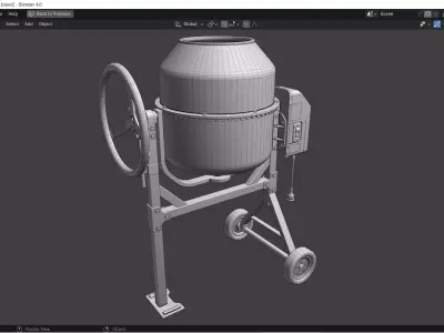 Cement Mixer Low-poly 3D model shop