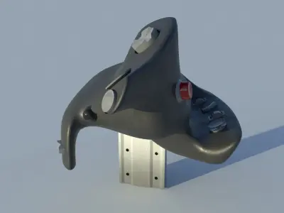 Throttle grip for fighter jet 3D model PBR