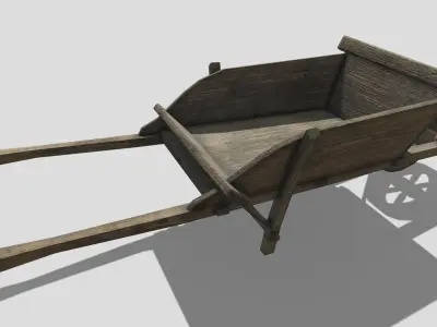 Wheel barrow Low-poly 3D model 2